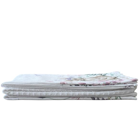 TAHARI HOME Kitchen Towels 3pk Easter Bunny Rabbit Spring Floral 18" X 28" New - Picture 6 of 16